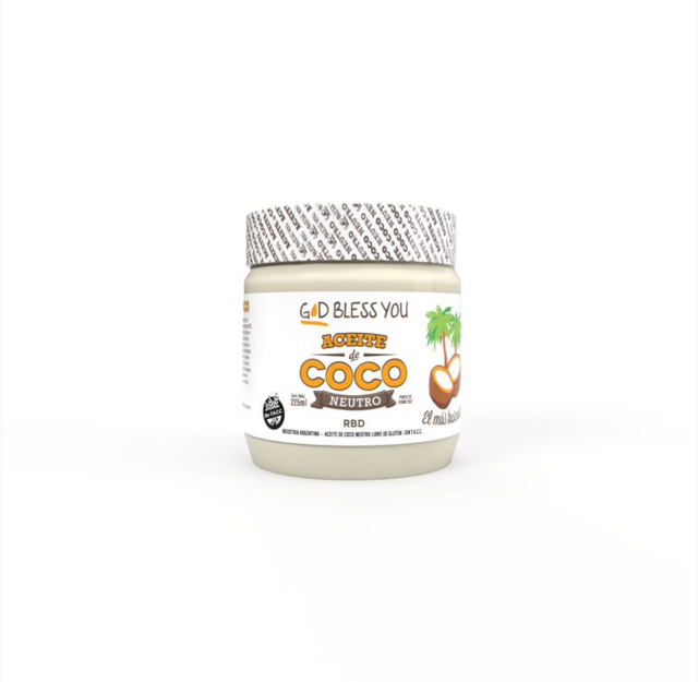Pack de 5 Unidades de Aceite de Coco Agroecológico x 225 Cc. God Bless You (Neutro)