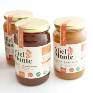 Pack de 3 Unidades de Miel de Abejas Orgánica x 1 Kg. Miel de Monte (Envase de Vidrio)