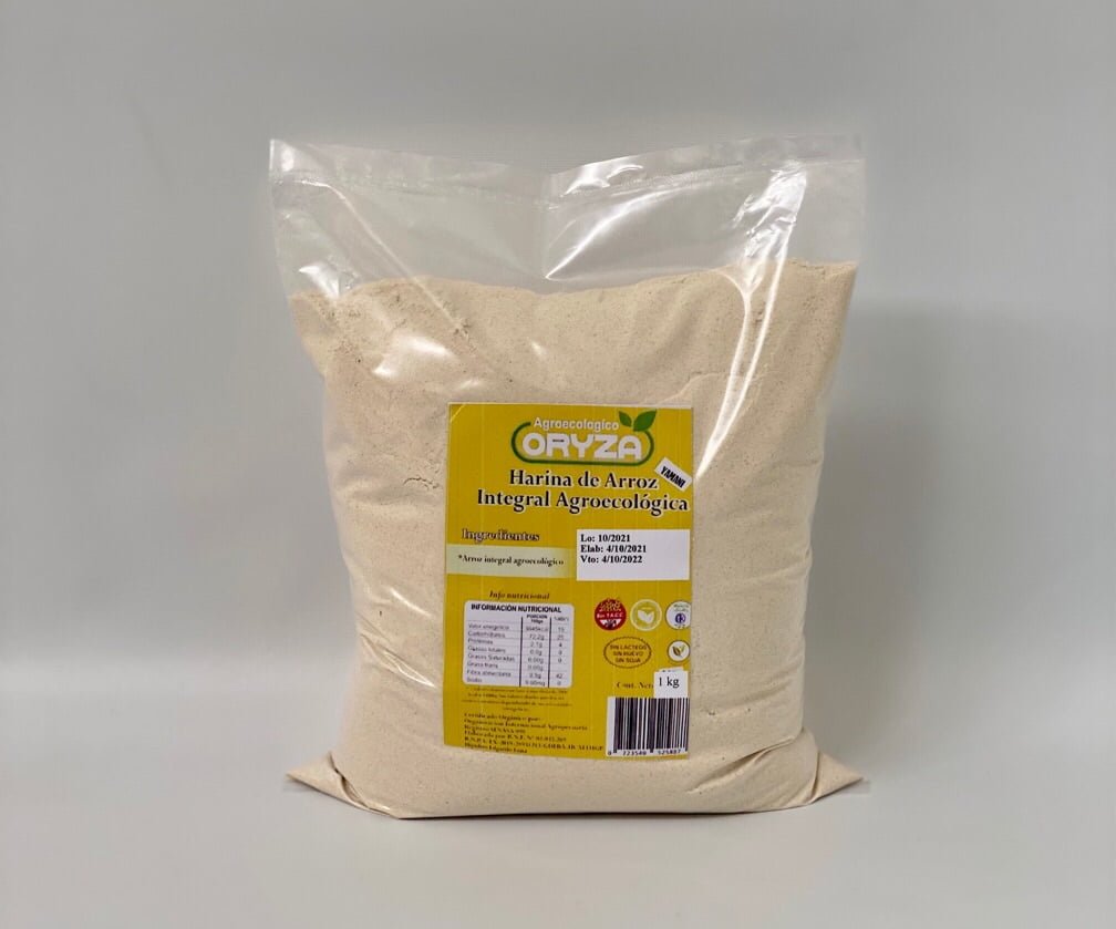 Pack de 3 Unidades de Harina de Arroz Yamaní Integral Agroecológico x 1 Kg. Oryza