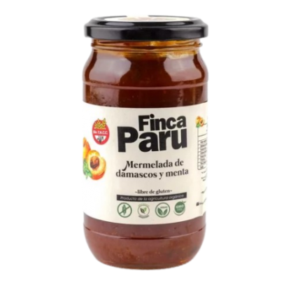 Pack de 6 Unidades de Mermelada Orgánica x 395 Gr. ''Finca Paru'' (Sabor: Damasco & Menta)