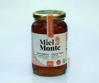 Pack de 6 Unidades de Miel de Abejas Orgánica x 480 Cc. Miel de Monte (Envase de Vidrio)