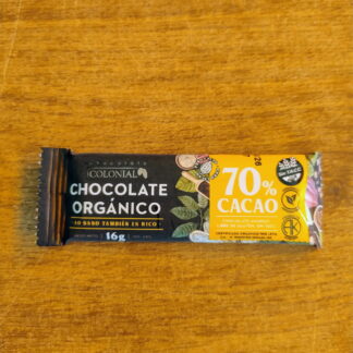 Chocolate Orgánico en Barrita x 16 Gr. ´´Colonial´´ (70% Cacao)