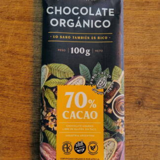 Chocolate Orgánico en Tableta x 100 Gr. Colonial (70% Cacao)