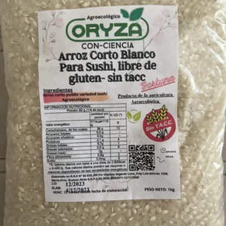Pack x 3 Unidades Arroz Fortuna para Sushi Agroecológico x 1Kg. Oryza