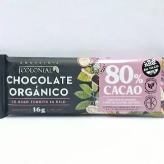 Pack x 10 Unidades de Chocolate Orgánico en Barrita x 16 Gr. Colonial (80% Cacao)