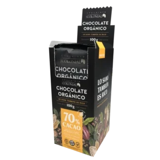 Pack x 4 Unidades de Chocolate Orgánico en Tableta x 100 Gr. Colonial (70% Cacao)