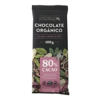 Pack x 4 Unidades de Chocolate Orgánico en Tableta x 100 Gr. Colonial (80% Cacao)