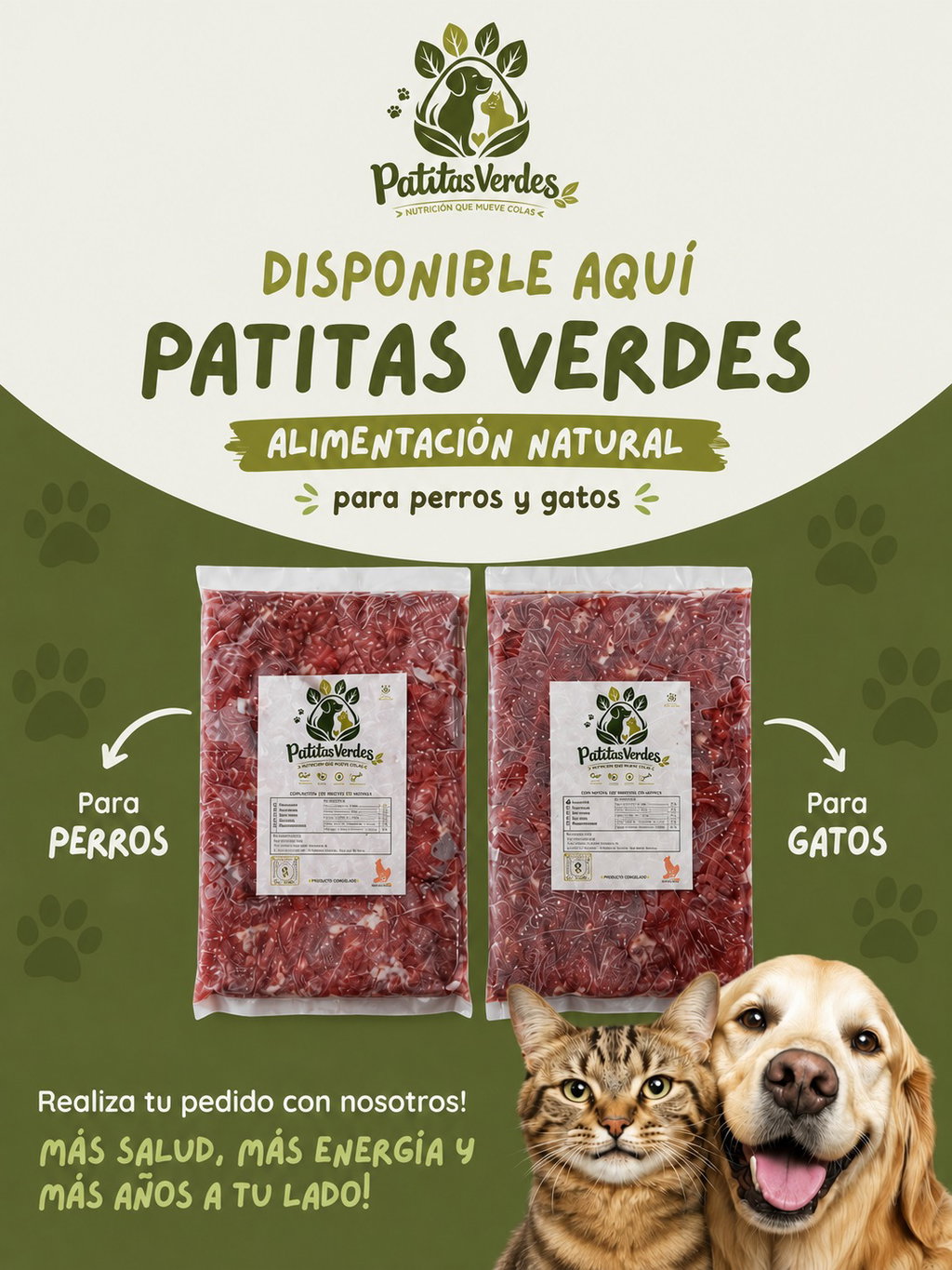 Alimento Natural Crudo para Perros x 1/2 Kg. Patitas Verdes (Sabor: Mix) -Freezado- - Image 3