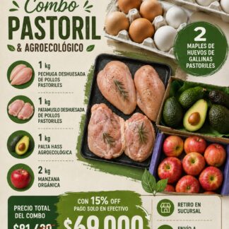 Promo de la semana, 15% OFF en EFT, 2 MAPLES, 1 KG DE PECHUGA, 1 KG DE PATAMUSLO DESHUESADA, 1 KG DE PALTA Y 2 KG DE MANZANA